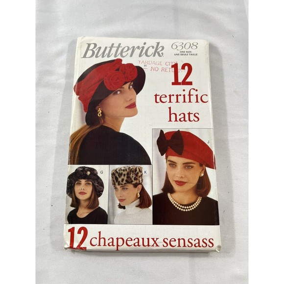 Butterick Other - 1992 Butterick 6308 Sewing Pattern Hat Chapeaux Sensass Uncut #199
